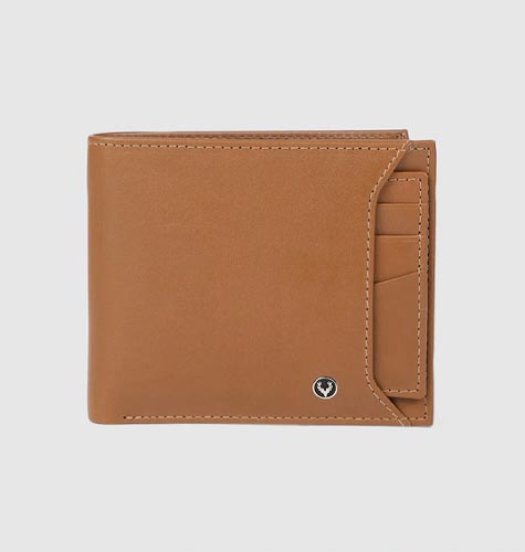 Men Tan Brown Solid Leather Two Fold Wallet